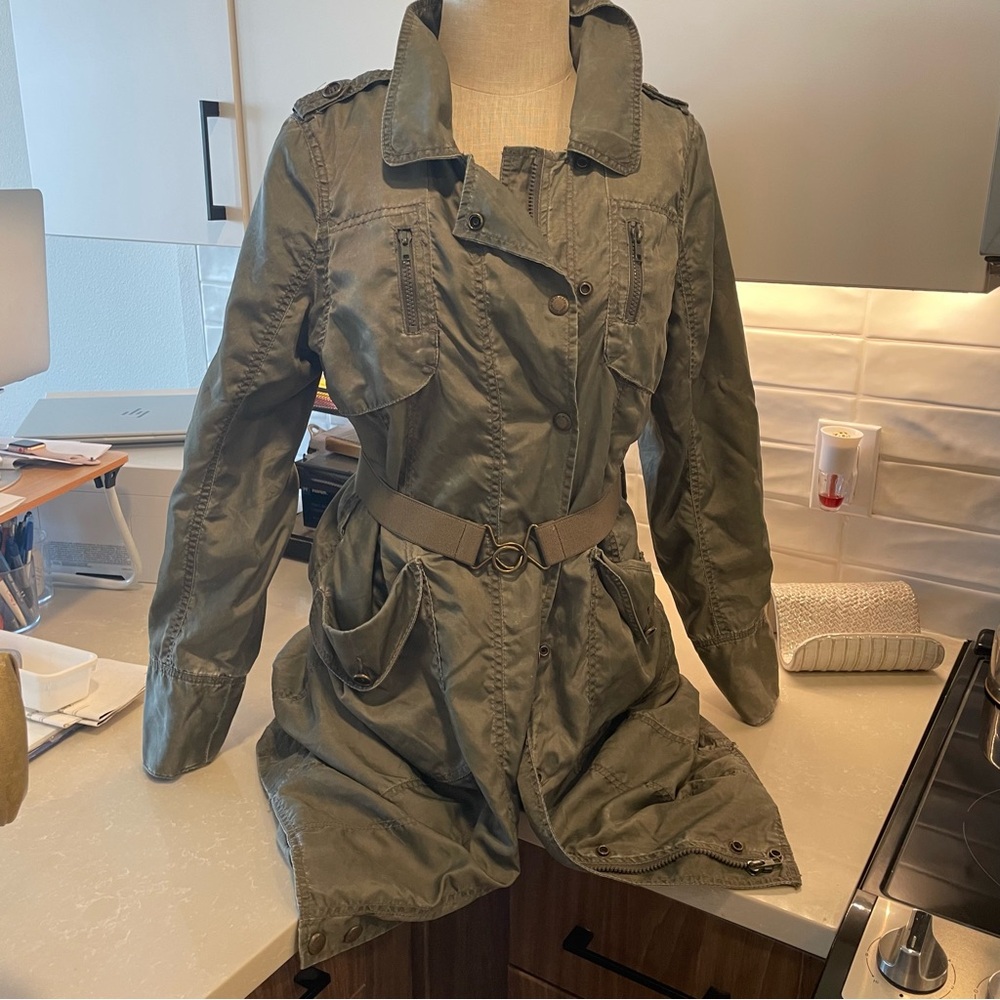 DKNY Olive Green Utility Belted Women's Jacket